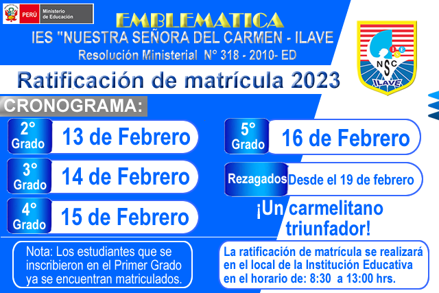 Ratificación de Matrícula - 2023